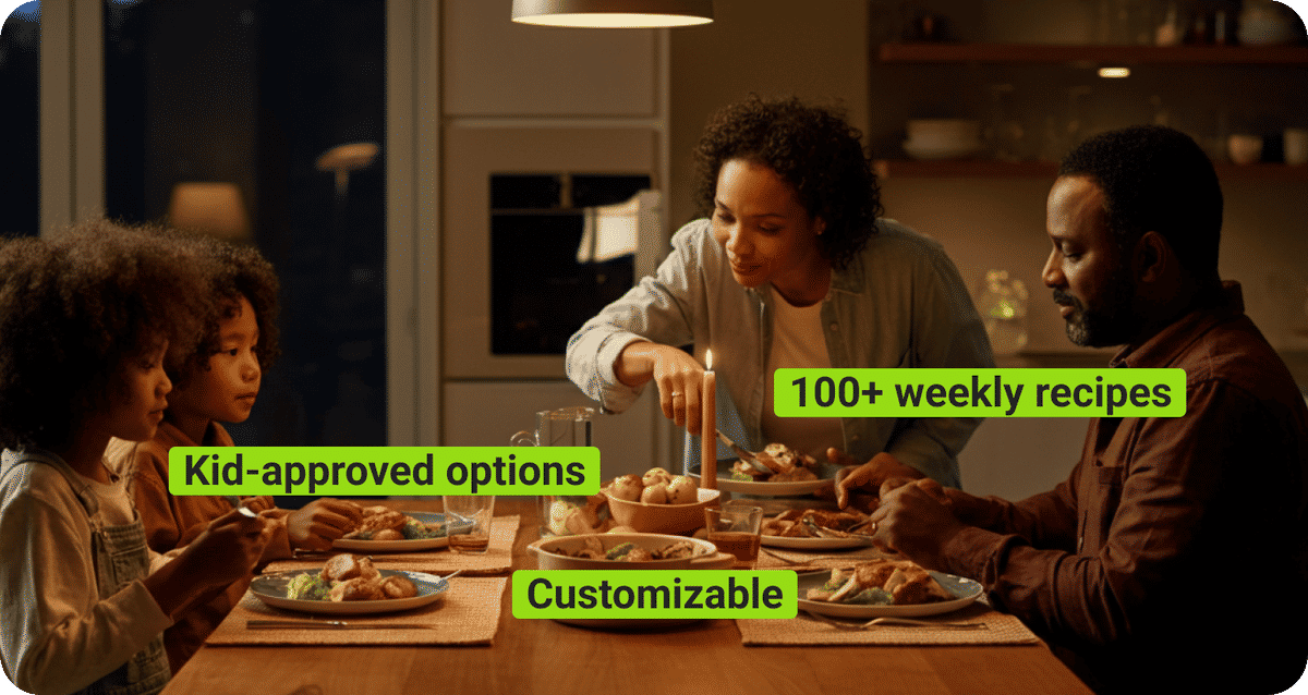 HelloFresh family dinners with 100+ weekly recipes, kid-approved options, and customizable meals