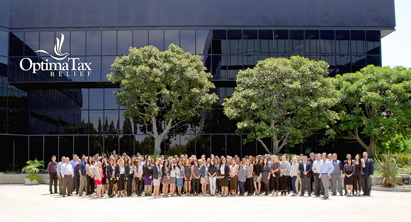 Optima Tax Relief team at their Santa Ana, California headquarters